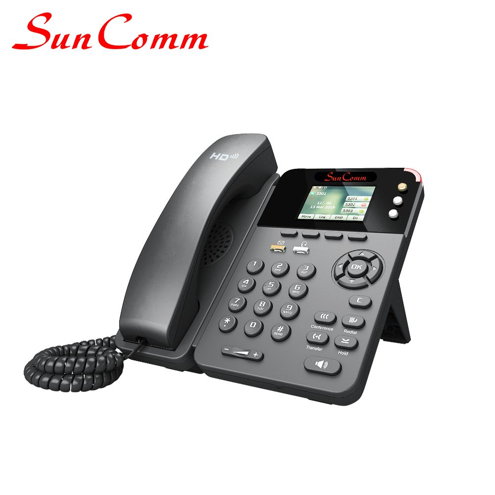 VoIP Phone with 3-Lines 3 SIP account, HD Voice, PoE, 2 x PC port and LAN port, multi-language